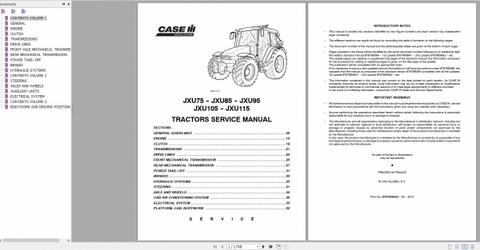 Unlock the full potential of your CASE IH tractors with the JXU75, JXU85, JXU105, and JXU115 Service Manual