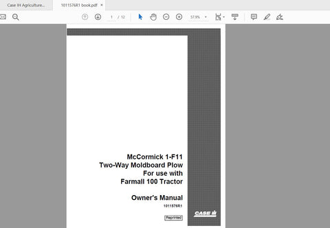 Discover the CASE IH Tractor 1-F11 Two-Way Moldboard Plow, designed for optimal performance and efficiency