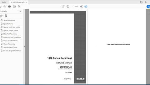 Discover the ultimate resource for your CASE IH tractor with the 1000 SRS Corn Head Service Manual. This comprehensive PDF file replaces the outdated SECT 9116 and 1600 service manuals