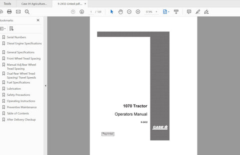 Discover the essential CASE IH 1070 Tractor Operator’s Manual (9-2432) in a convenient PDF format, designed specifically for models prior to serial number 8675001. This comprehensive