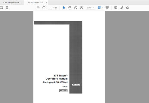Discover the essential CASE IH Tractor 1175 Operator’s Manual (SN 8736001) in a convenient PDF format. This comprehensive guide is designed to enhance your understanding and