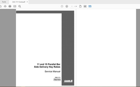 Discover the ultimate resource for your CASE IH Tractor with the 11 & 15 Parallel Bar Side Delivery Hay Rakes Service Manual (GSS-1111) in PDF format. This comprehensive guide is designed