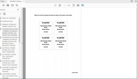 Unlock the full potential of your CASE IH Tractor 1200 and Early Riser Planter with the comprehensive Service Manual (Part Number: 87644966). This PDF file is an essential resource
