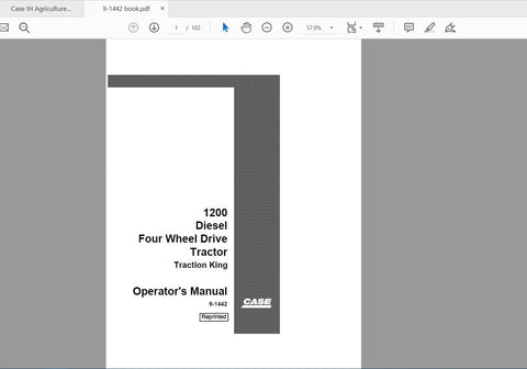 Discover the essential CASE IH Tractor 1200 Diesel Four Wheel Drive Operator’s Manual (9-1442) in a convenient
