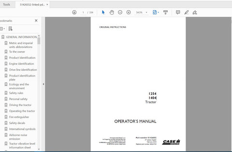 Discover the essential CASE IH Tractor 1254 and 1404 Operator’s Manual (51426552) in a convenient PDF format. This comprehensive guide is designed to enhance your understanding