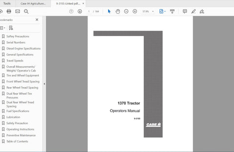 Discover the essential CASE IH Tractor 1370 Operator’s Manual (Serial # 8727601 and up) in a convenient PDF format. This comprehensive guide is designed to enhance your 