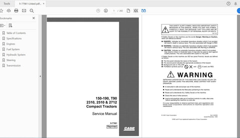  the ultimate resource for your CASE IH Tractor with the 150-190 & T90 Compact 2310, 2510, 2712 Service Manual (9-77981) in PDF format. This comprehensive guide is designed to provide you with detailed information on maintenance, troubleshooting