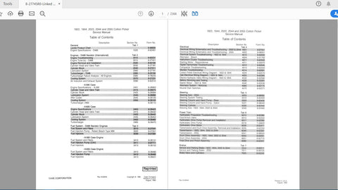 CASE IH TRACTOR 1822, 1844, 2022, 2044, 2055 COTTON PICKER COMPLETE SERVICE MANUAL 8-27745R0 - PDF FILE