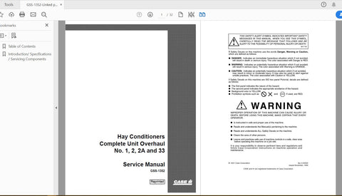 Discover the ultimate resource for maintaining your CASE IH Tractor with the Complete Unit Overhaul Hay Conditioners Service Manual GSS-1352. This comprehensive PDF file is