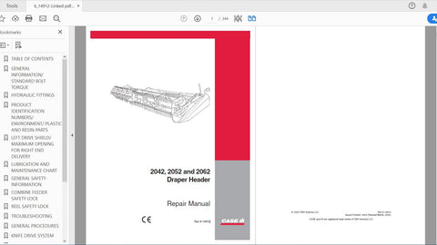 Enhance your farming efficiency with the CASE IH Tractor 2042, 2052, 2062 Draper Header Service Manual (6-14912). This comprehensive PDF file is designed to provide you with