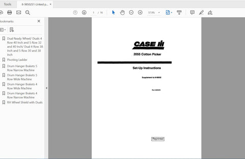 Discover the ultimate resource for your CASE IH Tractor 2055 Cotton Picker with our complete Operator’s Manual (8-98502S1) in PDF format. This comprehensive guide is designed to enhance your understanding of the machine, ensuring you can operate
