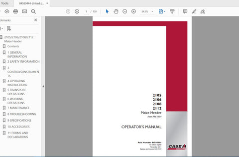 Discover the essential CASE IH Tractor Maize Header Operator’s Manual, designed specifically for models 2105, 2106, 2108, and 2112. This comprehensive PDF file