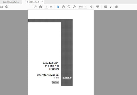Enhance your farming efficiency with the CASE IH Tractor Operator’s Manual for models 220, 222, 224, 444, and 446. This comprehensive PDF file is designed to provide you with