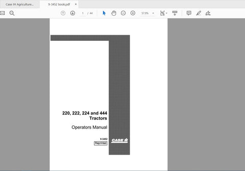 Enhance your farming efficiency with the CASE IH Tractor Operator’s Manual for models 220, 222, 224, and 444. This comprehensive PDF file is designed to provide you with essential information and guidance, ensuring you get the most out of your tractor.

