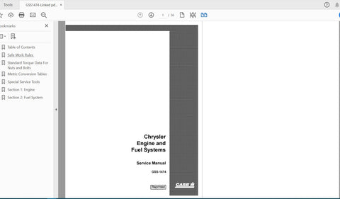 Discover the essential CASE IH Tractor 225 Chrysler Engine Fuel System Service Manual (GSS-1474) in a convenient PDF format. This comprehensive guide is designed to 
