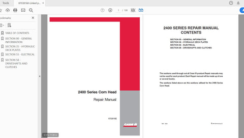 Unlock the full potential of your CASE IH 2400 Series Corn Head with our comprehensive Service Manual (Part Number: 87038168). This PDF file is an essential resource for both seasoned