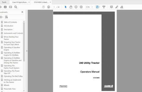 Enhance your operational efficiency with the CASE IH Tractor 240 Utility Operator’s Manual (1014140R3) in PDF format