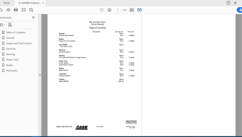 Unlock the full potential of your CASE IH Tractor 245 and 255 with the comprehensive Service Manual (8-29260R0) in PDF format. This essential guide provides detailed insights