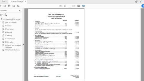 Enhance your maintenance routine with the CASE IH Tractor 2500SP and 3000SP Self Propelled Sprayers Service Manual (7-74070). This comprehensive PDF file is designed to provide you with all the essential information needed to keep your sprayers operating at peak performance
