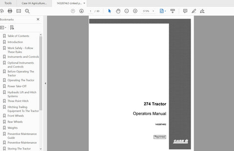 Discover the essential CASE IH Tractor 274 Operator’s Manual (1432874R2) in a convenient PDF format.