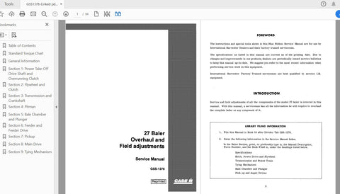 Enhance your maintenance capabilities with the CASE IH Tractor 27 37 Baler Overhaul Service Manual (