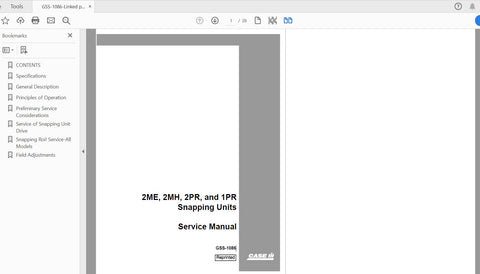 Enhance your agricultural efficiency with the CASE IH Tractor Service Manual GSS-1086, specifically designed for models 2ME, 2MH, 2PR, and 1PR Snapping Units. This comprehensive