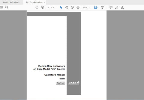 Discover the essential CASE IH Tractor 2, 4 Row Operator’s Manual D1117, now available in a convenient PDF format. This comprehensive guide is designed specifically for CASE CC operators, providing detailed instructions and insights to maximize your tractor's 