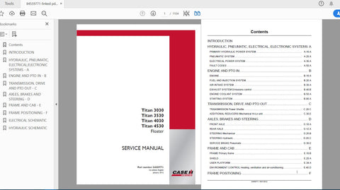 Unlock the full potential of your CASE IH Titan series tractors with the Complete Service Manual (Part No. 84559771). 