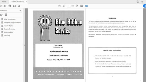 Discover the ultimate resource for maintaining your CASE IH Tractor 303, 315, 403, and 503 combines with the Hydrostatic Drive Level Land Combine Service Manual (GSS1362F). This comprehensive PDF file is designed to provide you with detailed insights and