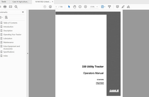 Enhance your operational efficiency with the CASE IH Tractor 330 Utility Operator’s Manual (1014015R2