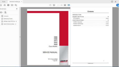 Enhance your farming efficiency with the CASE IH Tractor 3406, 408, 412, 3416, 3418 Corn Header Service Manual (84160526). This comprehensive PDF file is designed to provide you 