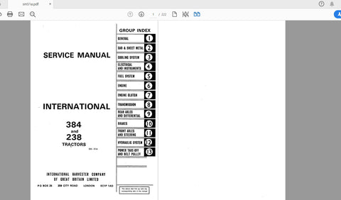 Discover the ultimate resource for your CASE IH Tractor 38 and 238 International with the comprehensive Service Manual SM51A. This PDF file is designed to provide you with detailed insights and step-by-step instructions, ensuring that you can maintain