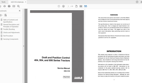 Discover the ultimate resource for your CASE IH 404 and 504 tractors with the Draft and Position Control Hitch Service Manual (GSS1318) in PDF format. This comprehensive guide is designed