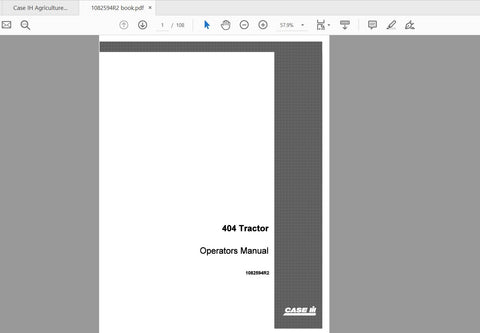 Discover the essential CASE IH Tractor 404 Operator’s Manual (Part Number: 1082594R2) in a convenient PDF format. This comprehensive guide is designed to enhance your understanding