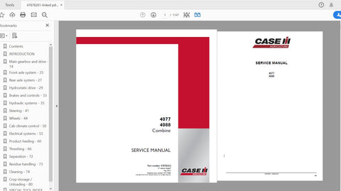 Discover the ultimate resource for your CASE IH Tractor 4077 and 4088 Combine with the comprehensive Service Manual (Part Number: 47878201). This PDF file is designed 