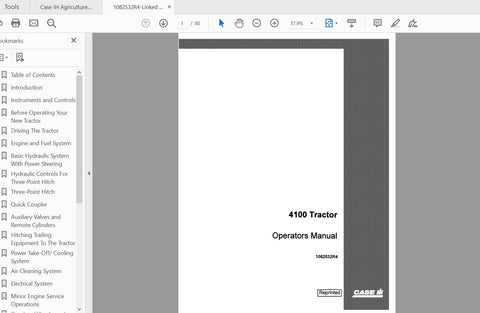 Discover the essential CASE IH Tractor 4100 Operator’s Manual (Part Number: 1082532R4) in a convenient PDF format. This comprehensive guide is designed to enhance your understanding and operation of the CASE IH 4100 series, ensuring you get