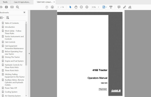 Enhance your farming efficiency with the CASE IH Tractor 4166 Operator’s Manual (Part Number: 1084116R1). This comprehensive PDF file is designed to provide you with all the essential information needed to operate and maintain your tractor effectively.