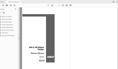 Discover the ultimate resource for your CASE IH Tractor 430 and 440 balers with the Twister Handbook. This comprehensive service manual, GSS1425, is designed to provide you with essential information on Twister adjustment and maintenance, ensuring your equipment