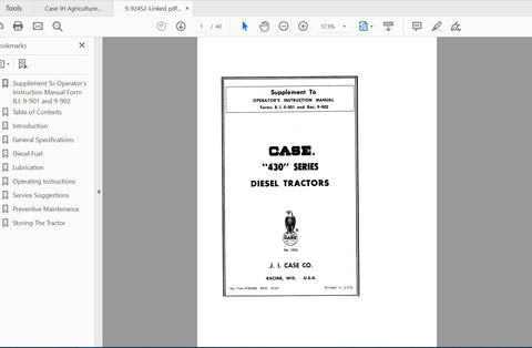 Discover the essential CASE IH Tractor 430 Series Diesel Tractor Operator’s Manual, designed specifically for models 9-902 and 9-901. This comprehensive PDF file, catalog number 9-92452, serves