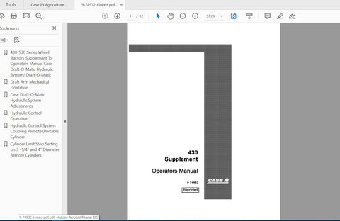 Enhance your farming efficiency with the CASE IH Tractor 430 Supplement Operator’s Manual (9-74932) in PDF format. This comprehensive guide is designed to provide you with essential