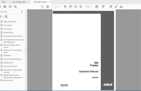 Discover the essential CASE IH Tractor 434 Operator’s Manual (Part Number: 1080186R3) in a convenient PDF format. This comprehensive guide is designed to enhance your understanding