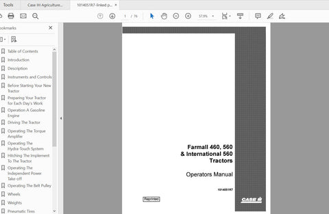 Discover the essential CASE IH Tractor 460 and 560 Gas Hi-Clear Operator’s Manual (1014051R7) in a convenient PDF format. This comprehensive guide is designed to enhance your understanding