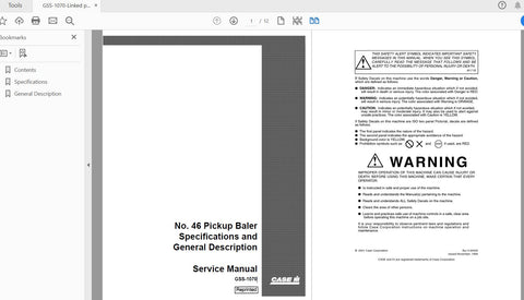 Discover the ultimate resource for your CASE IH Tractor 46 Pickup Baler with the comprehensive Service Manual GSS-1070. This PDF file is meticulously designed to provide you with detailed specifications and essential information to keep your baler operating at peak performance.