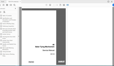 Unlock the full potential of your CASE IH Tractor with the 46 Twine and Wire Tie Baler Service Manual (GSS-1216) in PDF format. This comprehensive guide is designed to provide you with essential