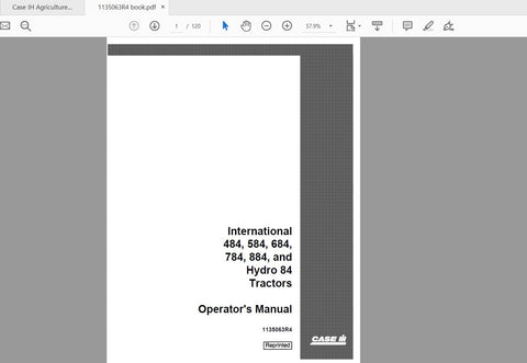 Discover the essential CASE IH Tractor Operator’s Manual for models 484, 584, 684, 784, 884, and Hydro