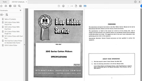 Unlock the full potential of your CASE IH 500 Series Cotton Picker with the comprehensive Service Manual GSS1367. This PDF file is an essential resource for operators and technicians