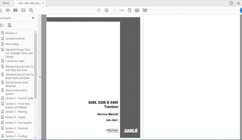 Unlock the full potential of your CASE IH Tractor with the comprehensive Service Manual GSS-1505-1, specifically designed for models 5088, 5288, and 5488. This PDF file is an
