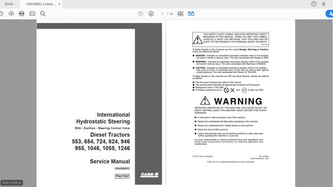 Enhance your CASE IH tractor's performance with the Hydrostatic Steering Service Manual (1090586R3). This comprehensive PDF guide is specifically designed for models 553, 654