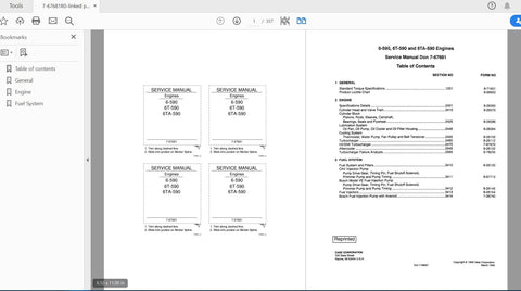 Unlock the full potential of your CASE IH Tractor with the comprehensive Service Manual for models 6-590, 6T-590, and 6TA-590. This PDF file, catalog number 7-67681R0, is an essential