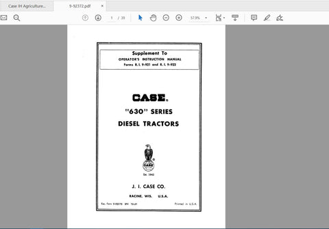 Discover the essential CASE IH Tractor 630 Series Diesel Tractors Supplement to the 9-922 Operator’s Manual. This comprehensive PDF file is designed to enhance your understanding